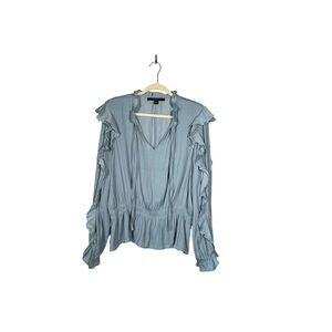Marc New‎ York Blue Ruffled Long Sleeve Blouse